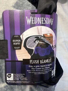 Wednesday Plush Blanket - Black & Purple